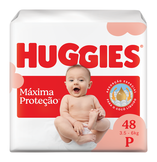 Huggies Fralda Descartável Máxima Proteção P - 48 Un